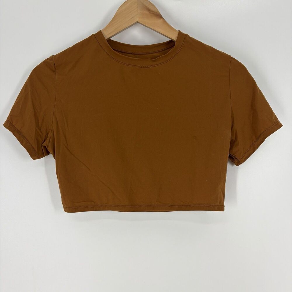 Skims Fits Everybody T Shirt Large Womens Brown Short Sleeve Ultra Crop Baby Tee
